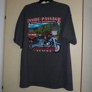 HARLEY-DAVIDSON  " ALASKA'S FIRST CITY " KETCHIKAN " GRAY GRAPHIC T-SHIRT